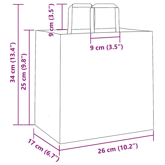 Pungi de hârtie 250 buc cu mânere roz 26x17x25 cm - WALTI WALTI