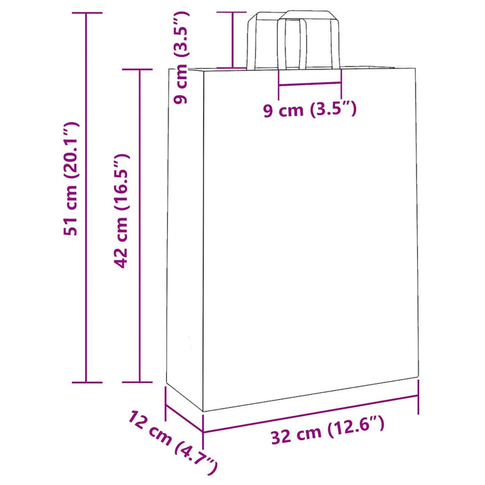 Pungi de hârtie 250 buc cu mânere roz 32x12x42 cm - WALTI WALTI