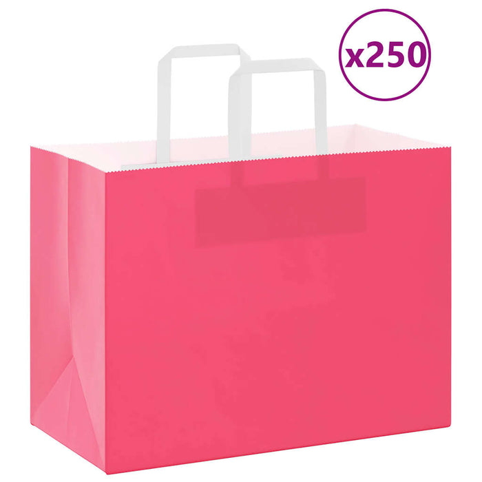 Pungi de hârtie 250 buc cu mânere roz 32x17x25 cm - WALTI WALTI