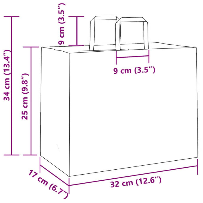 Pungi de hârtie 250 buc cu mânere roz 32x17x25 cm - WALTI WALTI