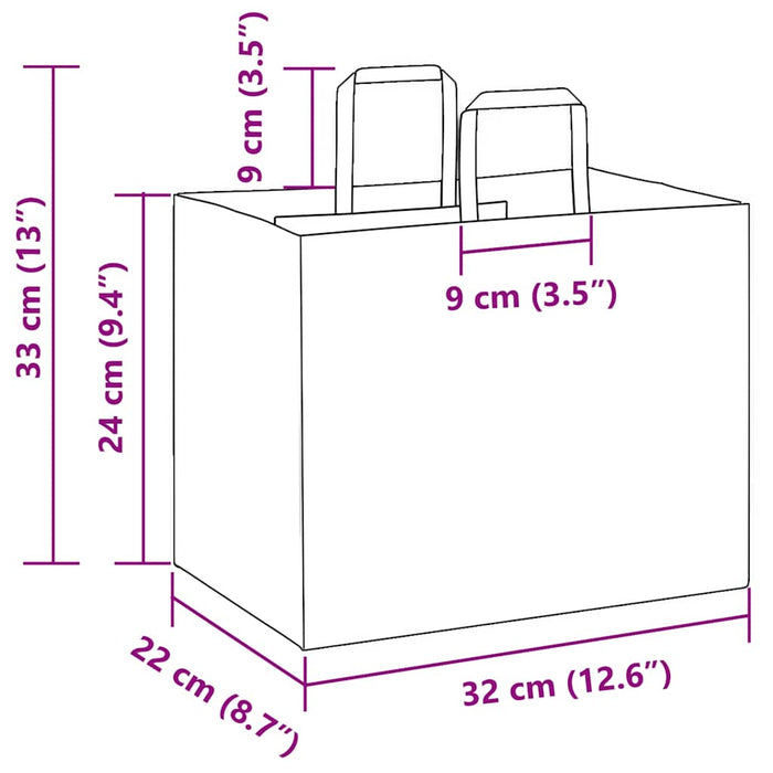 Pungi de hârtie 250 buc cu mânere Albastre 32x22x24 cm - WALTI WALTI