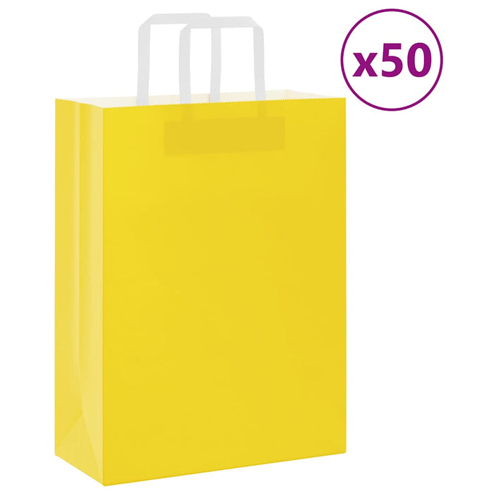 Pungi de hârtie 50 buc cu mânere galbene 26x12x35 cm - WALTI WALTI