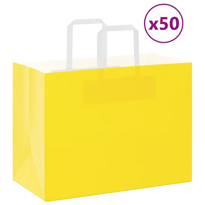 Pungi de hârtie 50 buc cu mânere galbene 32x17x25 cm - WALTI WALTI