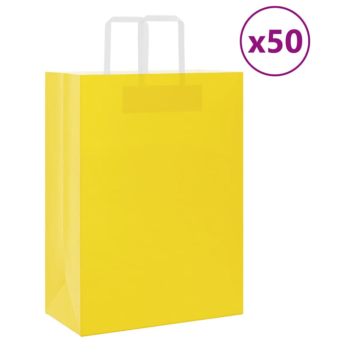Pungi de hârtie 50 buc cu mânere galbene 32x17x44 cm - WALTI WALTI