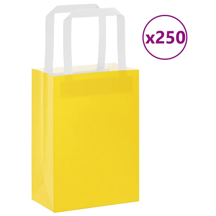 Pungi de hârtie 250 buc cu mânere galbene 15x8x21 cm - WALTI WALTI