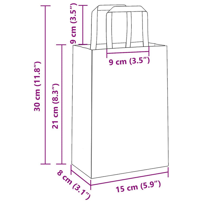 Pungi de hârtie 250 buc cu mânere galbene 15x8x21 cm - WALTI WALTI