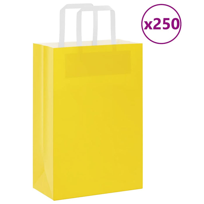 Pungi de hârtie 250 buc cu mânere galbene 21x11x31 cm WALTI