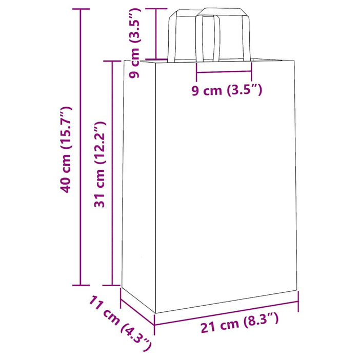 Pungi de hârtie 250 buc cu mânere galbene 21x11x31 cm WALTI