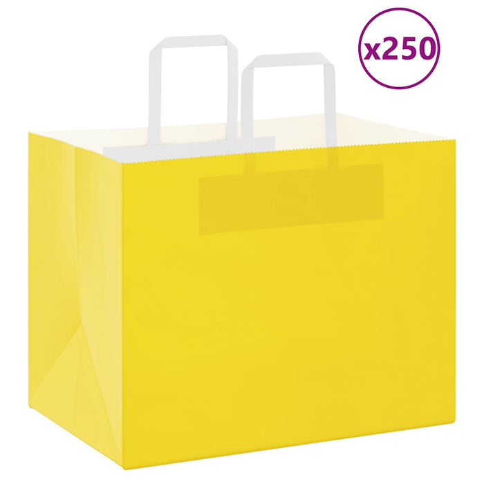 Pungi de hârtie 250 buc cu mânere galbene 32x22x24 cm - WALTI WALTI