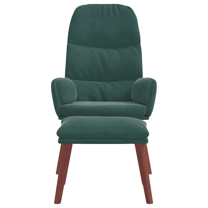 Scaun de relaxare cu taburet, verde închis, catifea WALTI