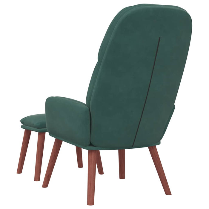 Scaun de relaxare cu taburet, verde închis, catifea WALTI