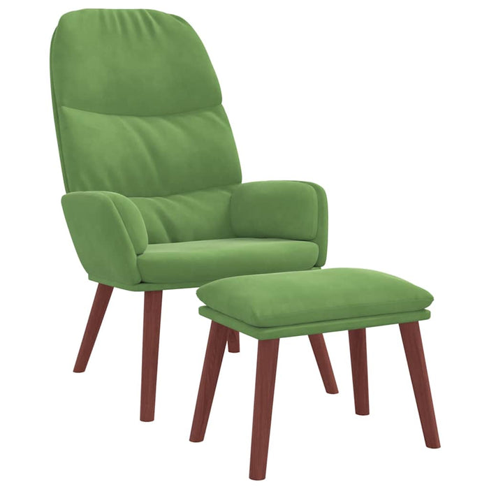 Scaun de relaxare cu taburet, verde deschis, catifea WALTI