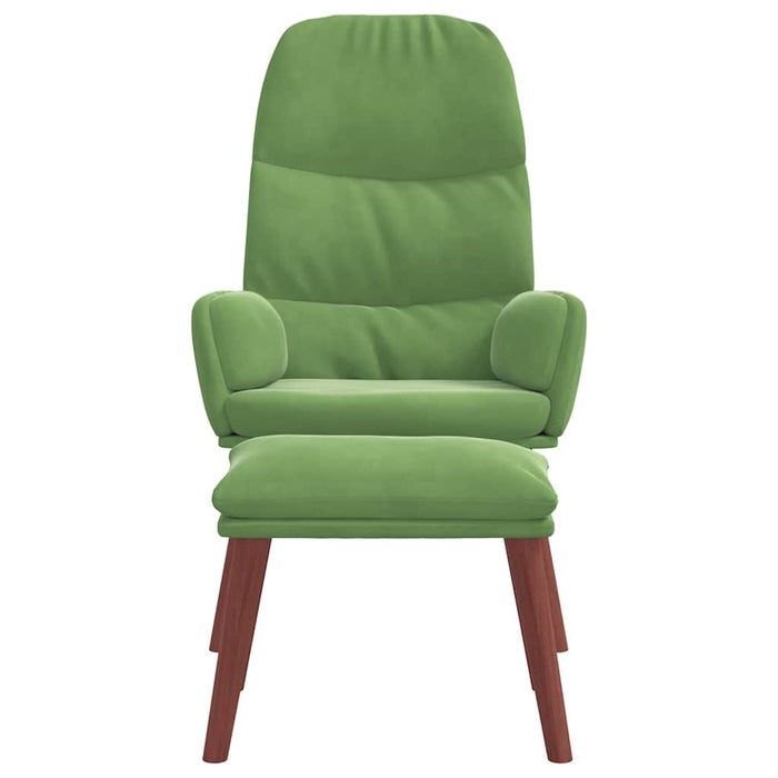 Scaun de relaxare cu taburet, verde deschis, catifea WALTI