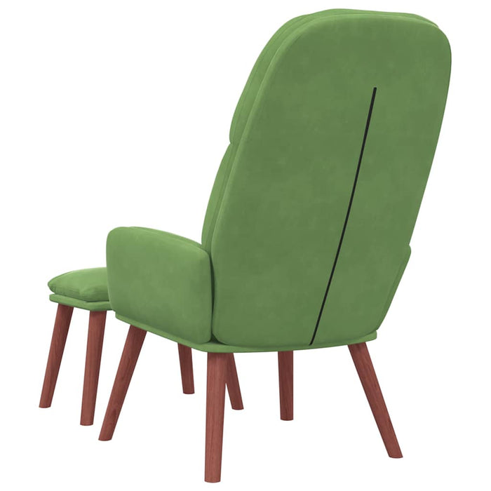 Scaun de relaxare cu taburet, verde deschis, catifea WALTI