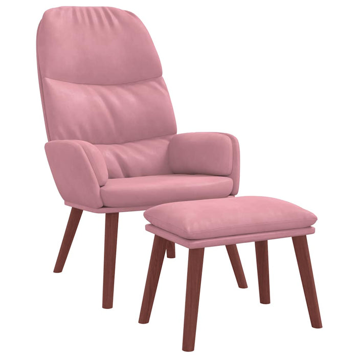 Scaun de relaxare cu taburet, roz, catifea WALTI