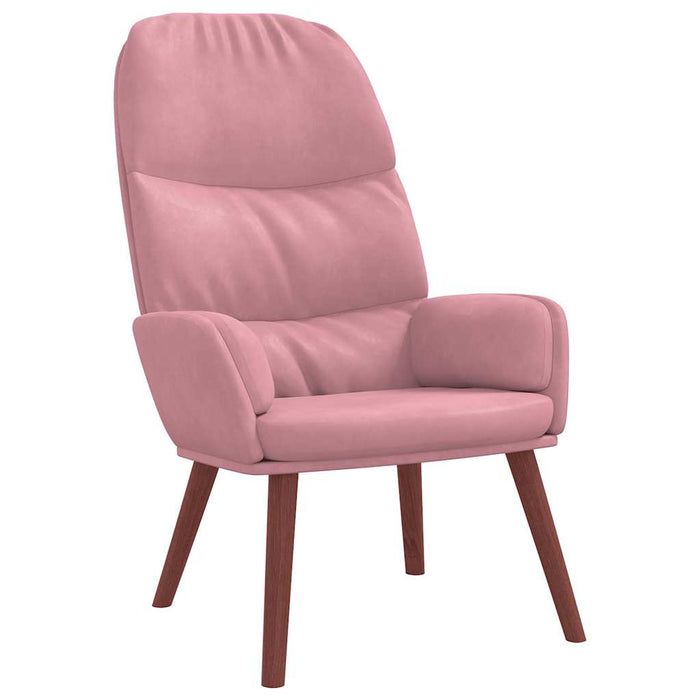 Scaun de relaxare cu taburet, roz, catifea WALTI
