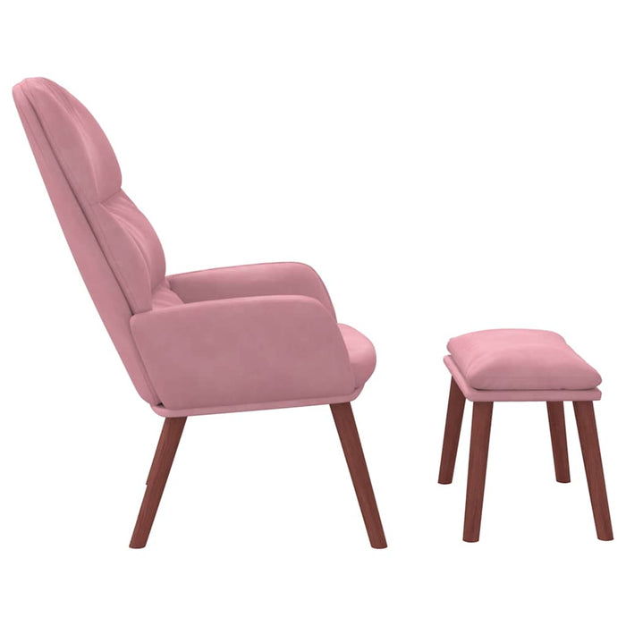 Scaun de relaxare cu taburet, roz, catifea WALTI