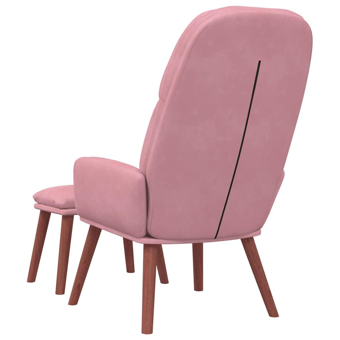 Scaun de relaxare cu taburet, roz, catifea WALTI