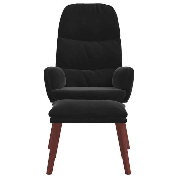 Scaun de relaxare cu taburet, negru, catifea - WALTI WALTI