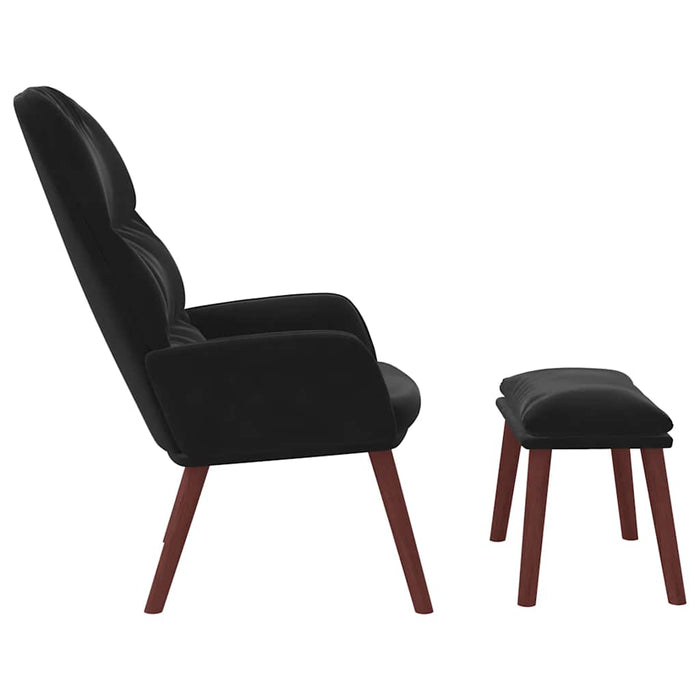 Scaun de relaxare cu taburet, negru, catifea - WALTI WALTI
