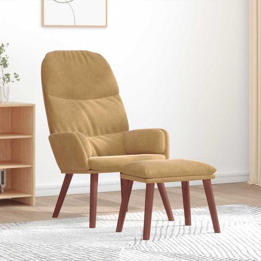 Scaun de relaxare cu taburet, maro, catifea - WALTI WALTI