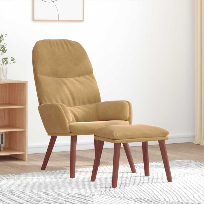 Scaun de relaxare cu taburet, maro, catifea WALTI