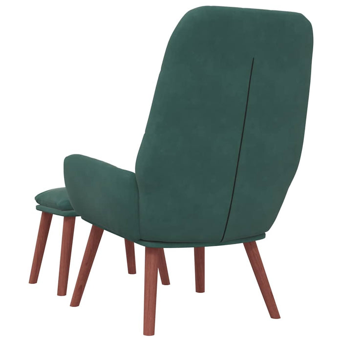 Scaun de relaxare cu taburet, verde închis, catifea - WALTI WALTI