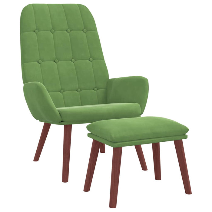 Scaun de relaxare cu taburet, verde deschis, catifea WALTI