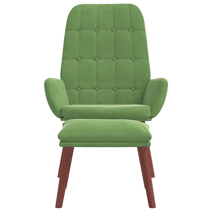 Scaun de relaxare cu taburet, verde deschis, catifea WALTI