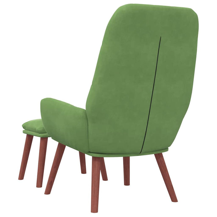 Scaun de relaxare cu taburet, verde deschis, catifea WALTI
