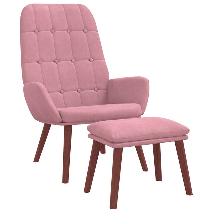 Scaun de relaxare cu taburet, roz, catifea WALTI