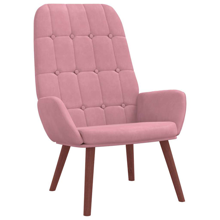 Scaun de relaxare cu taburet, roz, catifea WALTI