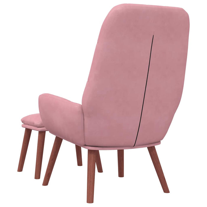 Scaun de relaxare cu taburet, roz, catifea WALTI