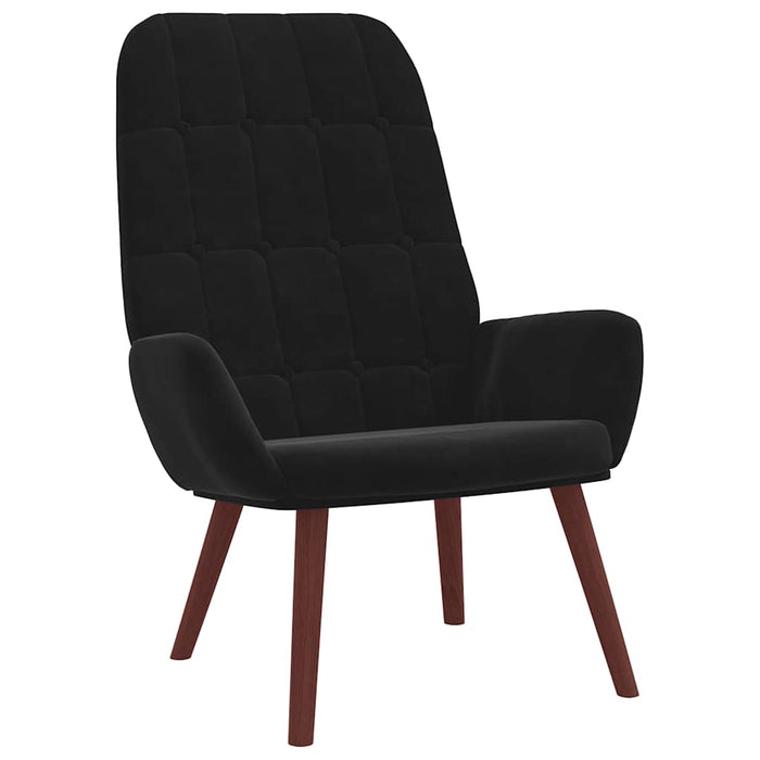 Scaun de relaxare cu taburet, negru, catifea - WALTI WALTI