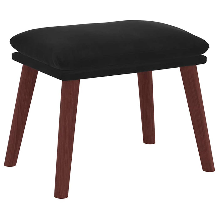 Scaun de relaxare cu taburet, negru, catifea - WALTI WALTI