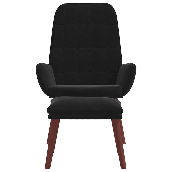 Scaun de relaxare cu taburet, negru, catifea - WALTI WALTI