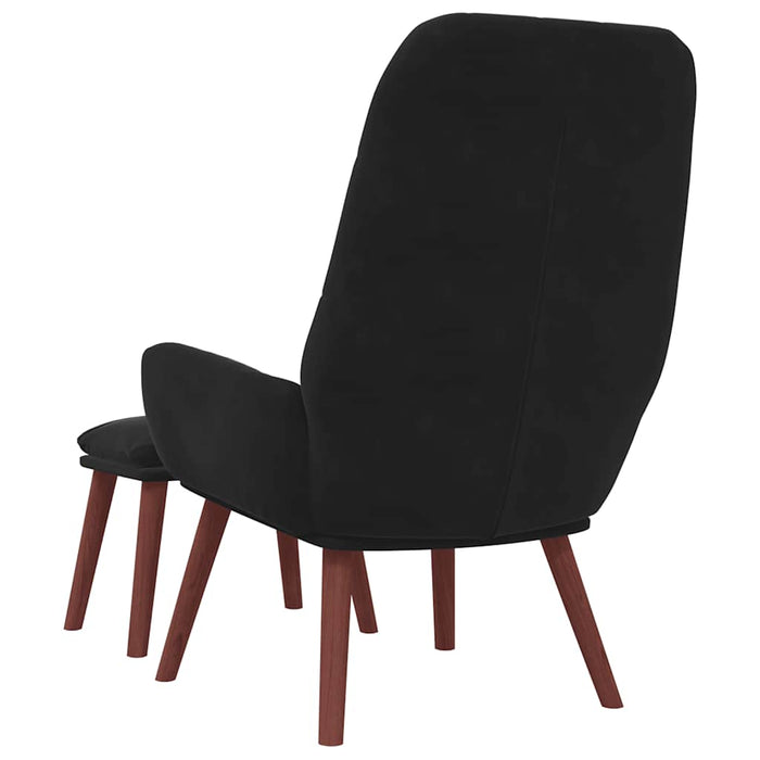 Scaun de relaxare cu taburet, negru, catifea - WALTI WALTI