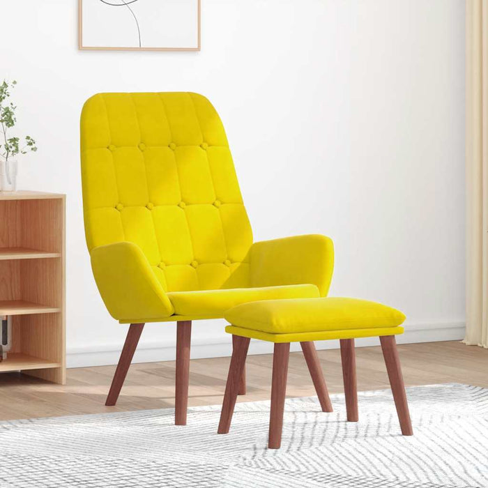 Scaun de relaxare cu suport picioare, galben, catifea WALTI