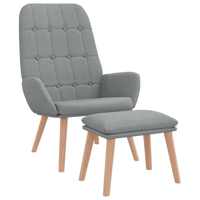 Scaun de relaxare cu taburet, gri deschis, textil - WALTI WALTI