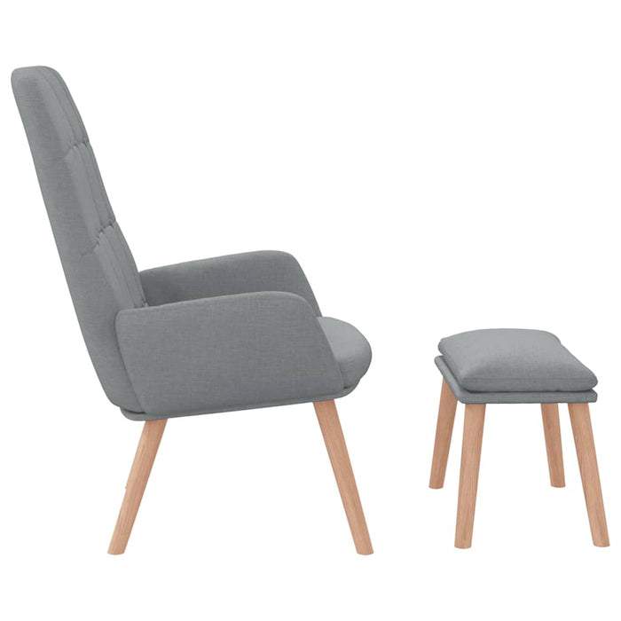 Scaun de relaxare cu taburet, gri deschis, textil - WALTI WALTI