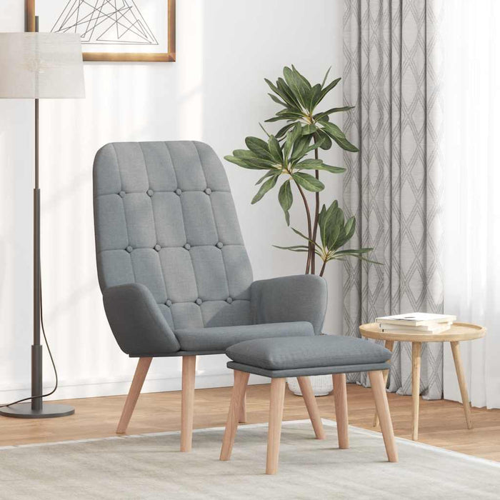 Scaun de relaxare cu taburet, gri deschis, textil - WALTI WALTI