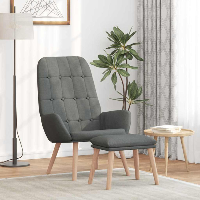 Scaun de relaxare cu taburet, gri deschis, textil - WALTI WALTI
