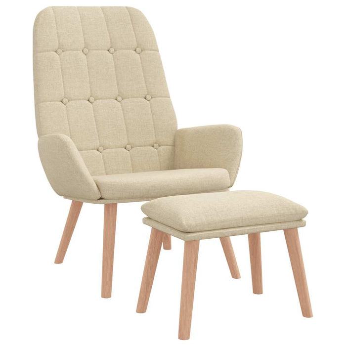 Scaun de relaxare cu taburet, crem, textil - WALTI WALTI