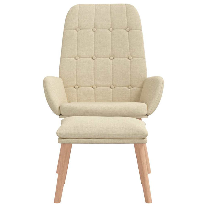 Scaun de relaxare cu taburet, crem, textil - WALTI WALTI
