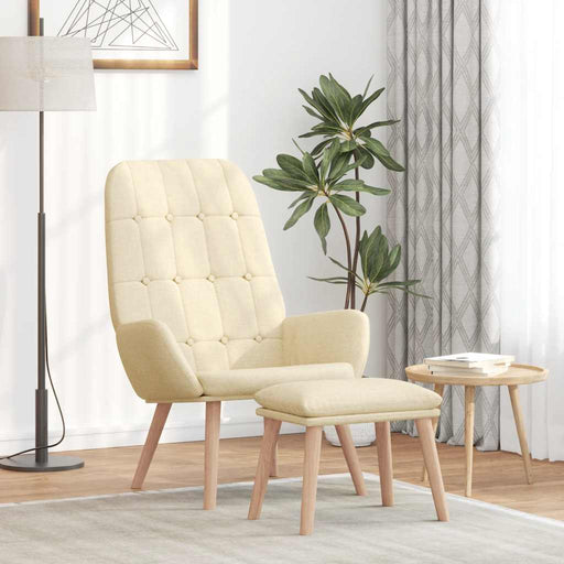 Scaun de relaxare cu taburet, crem, textil - WALTI WALTI