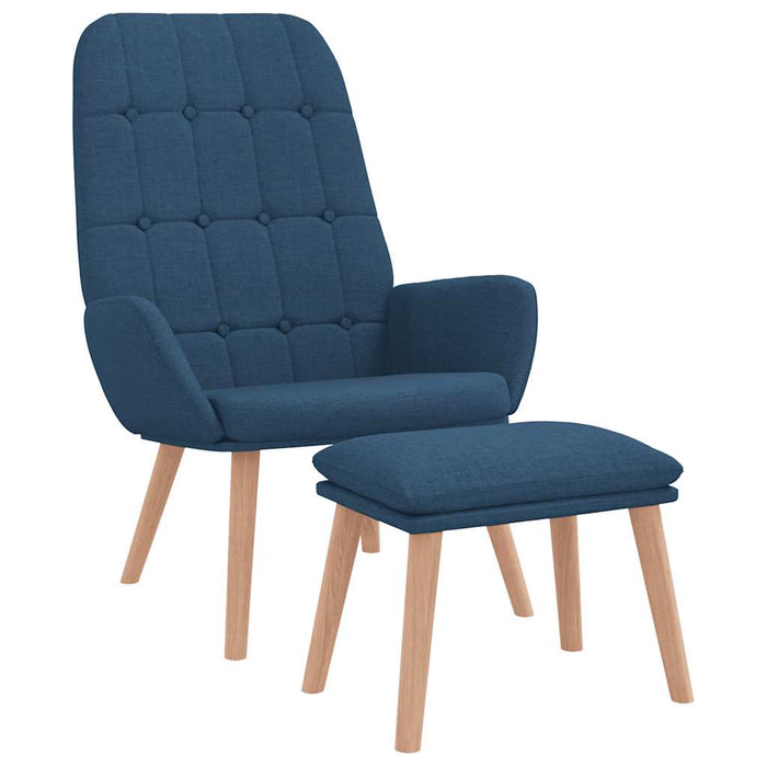 Scaun de relaxare cu taburet, albastru, textil WALTI