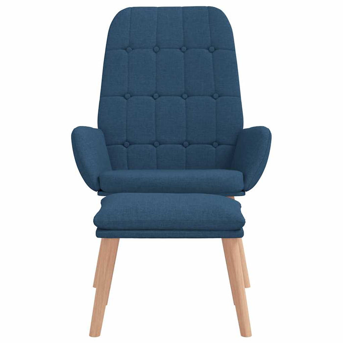 Scaun de relaxare cu taburet, albastru, textil WALTI