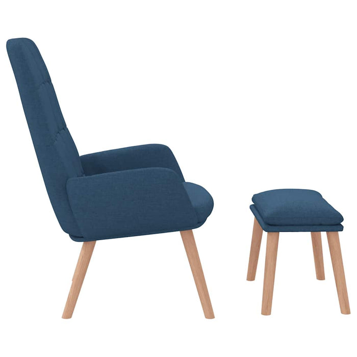 Scaun de relaxare cu taburet, albastru, textil WALTI