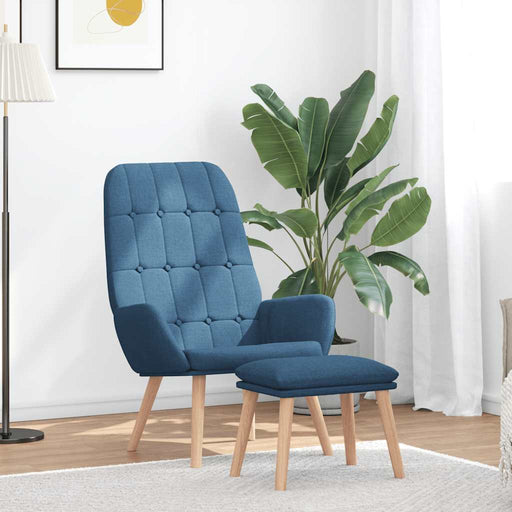 Scaun de relaxare cu taburet, albastru, textil - WALTI WALTI