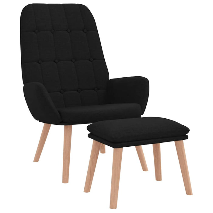 Scaun de relaxare cu taburet, negru, textil - WALTI WALTI
